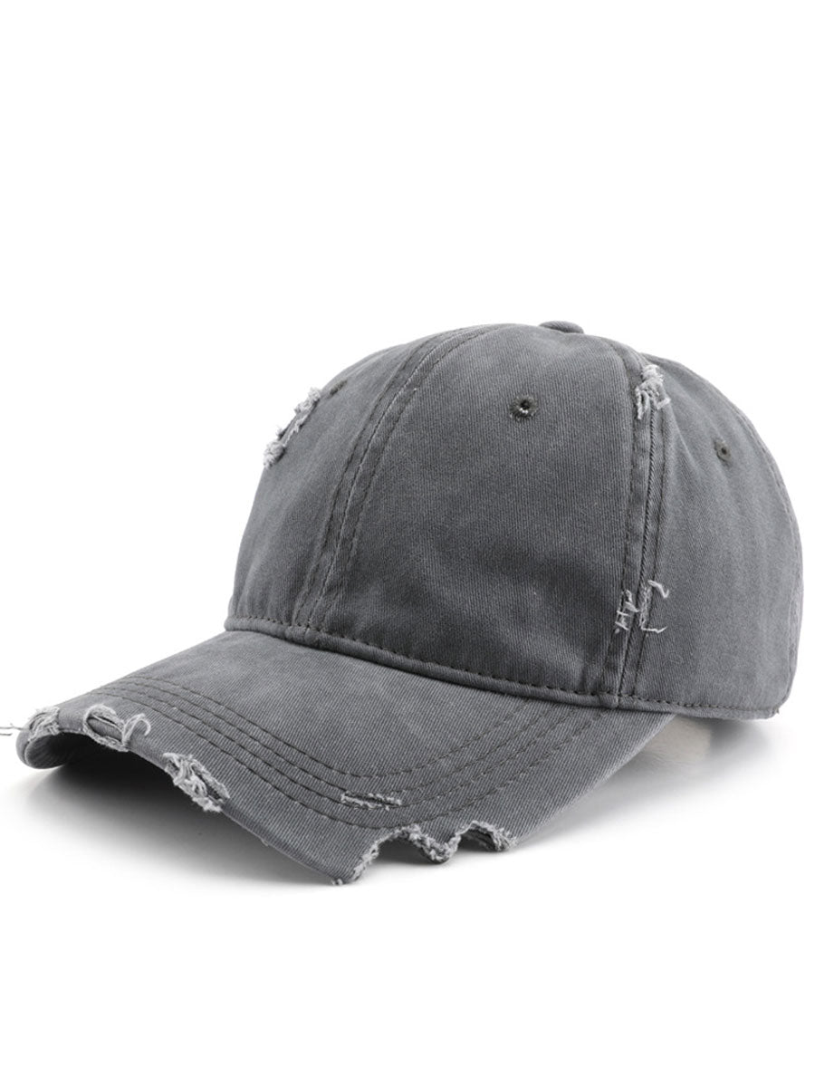 Casquette en coton décontractée à la mode avec effet déchiré
