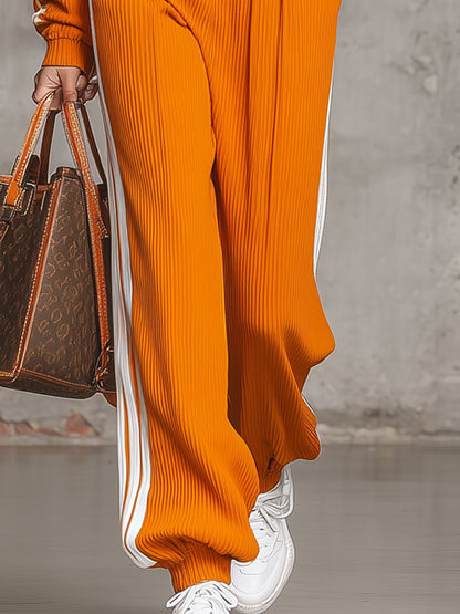 Combinaison Retro Orange à Zip et Décolleté en V