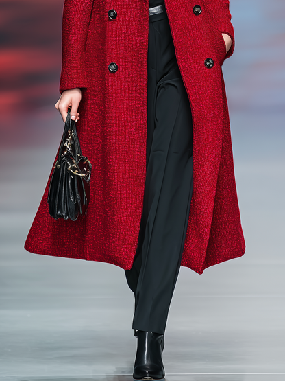 Veste Longue en Tweed à Double Boutonnage - Élégance Vintage