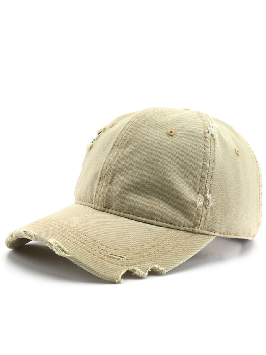 Casquette en coton décontractée à la mode avec effet déchiré