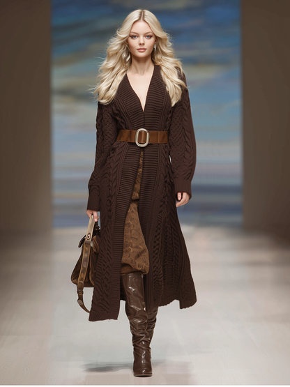 Chic Long Knit Cardigan - Retro Casual Style