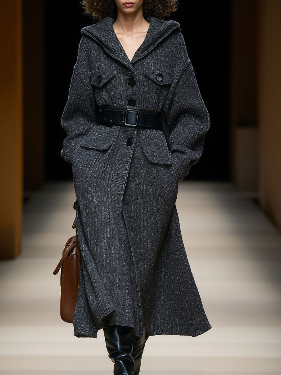 Veste à capuche en tricot oversize avec poches pratiques