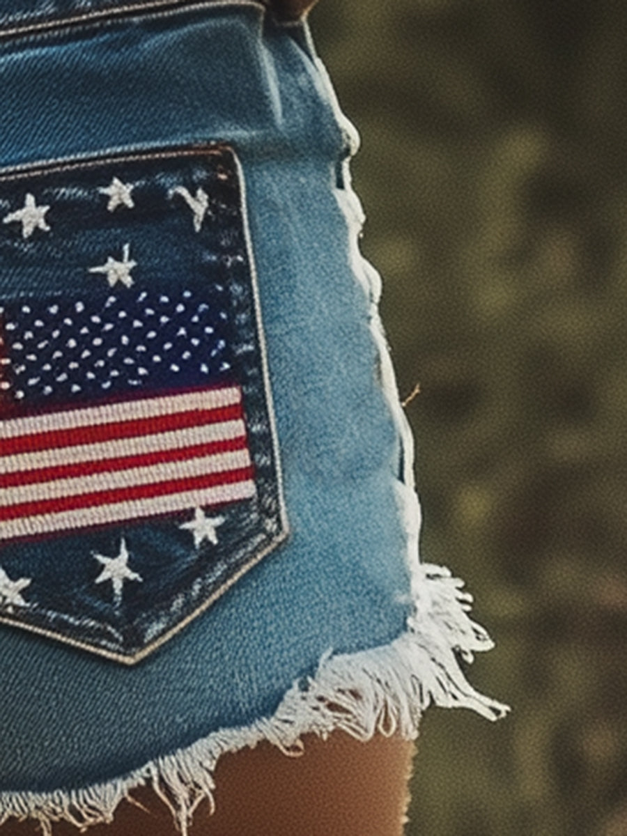 Shorts en Denim Brodés : Style Tendance et Prêts à Expédier en 24 Heures !