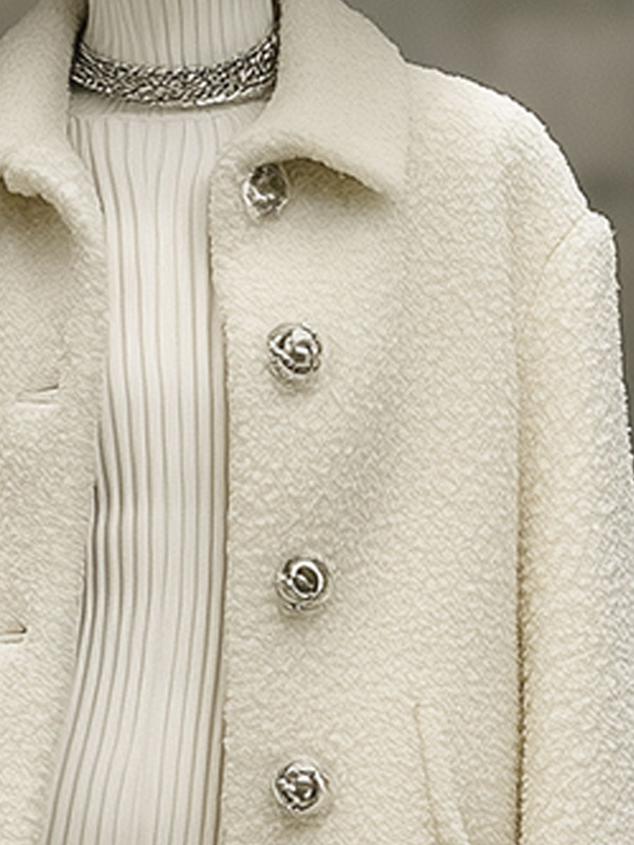 Veste en polaire blanche au style rétro tendance