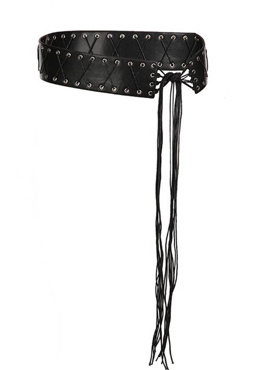 Ceinture en PU avec œillets - Style Américain Élégant