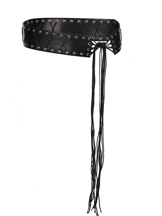 Ceinture en PU avec œillets - Style Américain Élégant