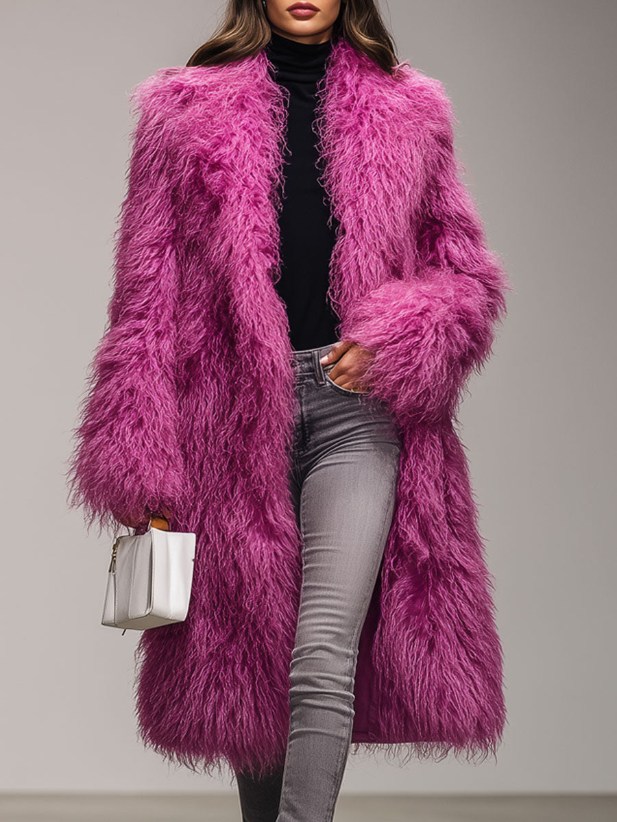 Veste Écologique en Fourrure Chaude avec Col Coloré Fruit du Dragon