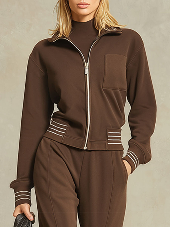 Ensemble Sportif Chocolat Marron à Coupe Décontractée