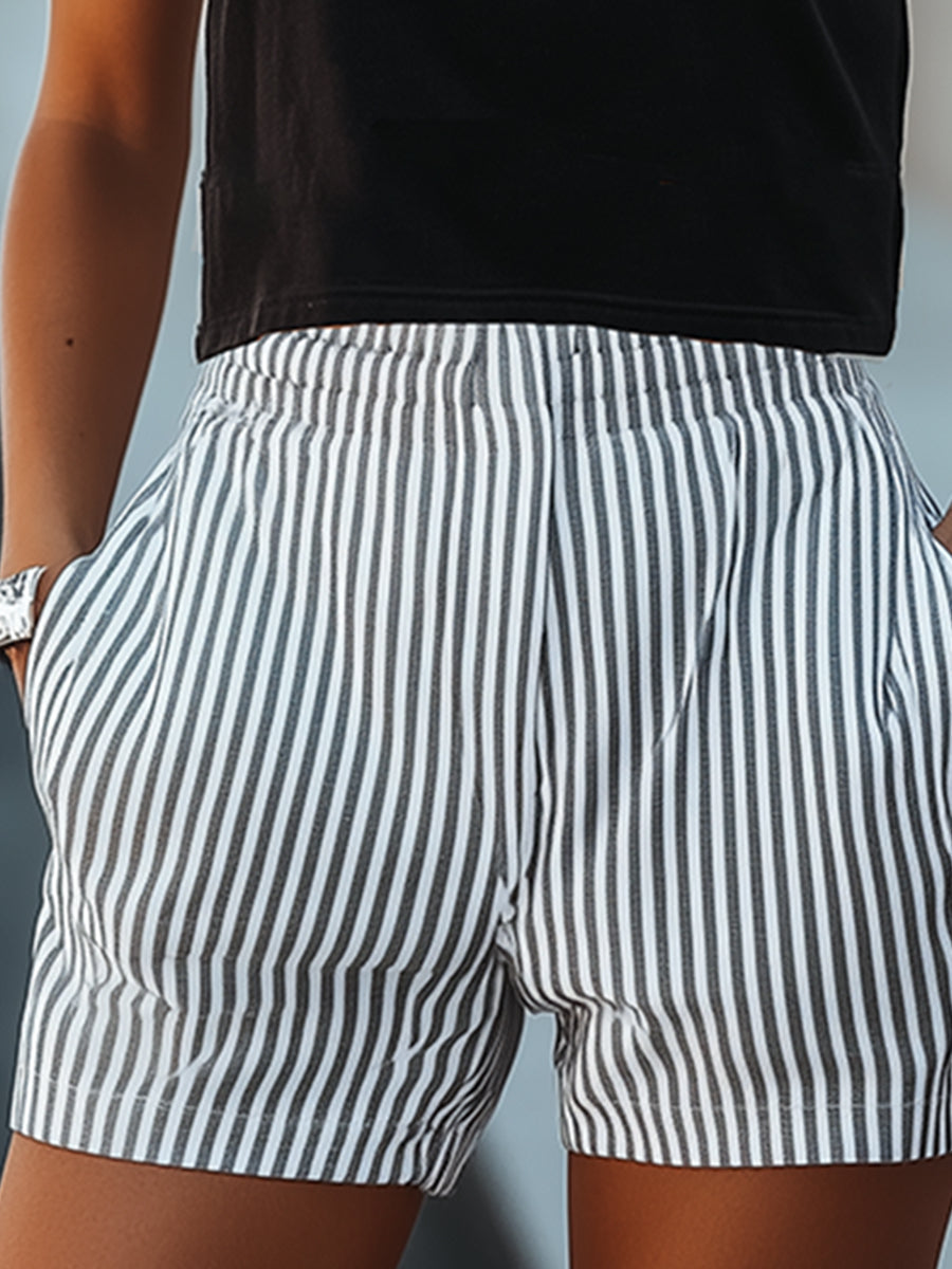 【Livraison en 24 heures】Ensemble Casual : Haut Imprimé & Shorts Rayés