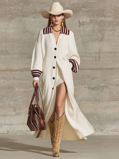 Chic Gilet Tricoté à Revers Large avec Boutonnage Élégant et Poches Doubles