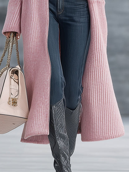 Cardigan Zippé Rose Rétro en Tricot