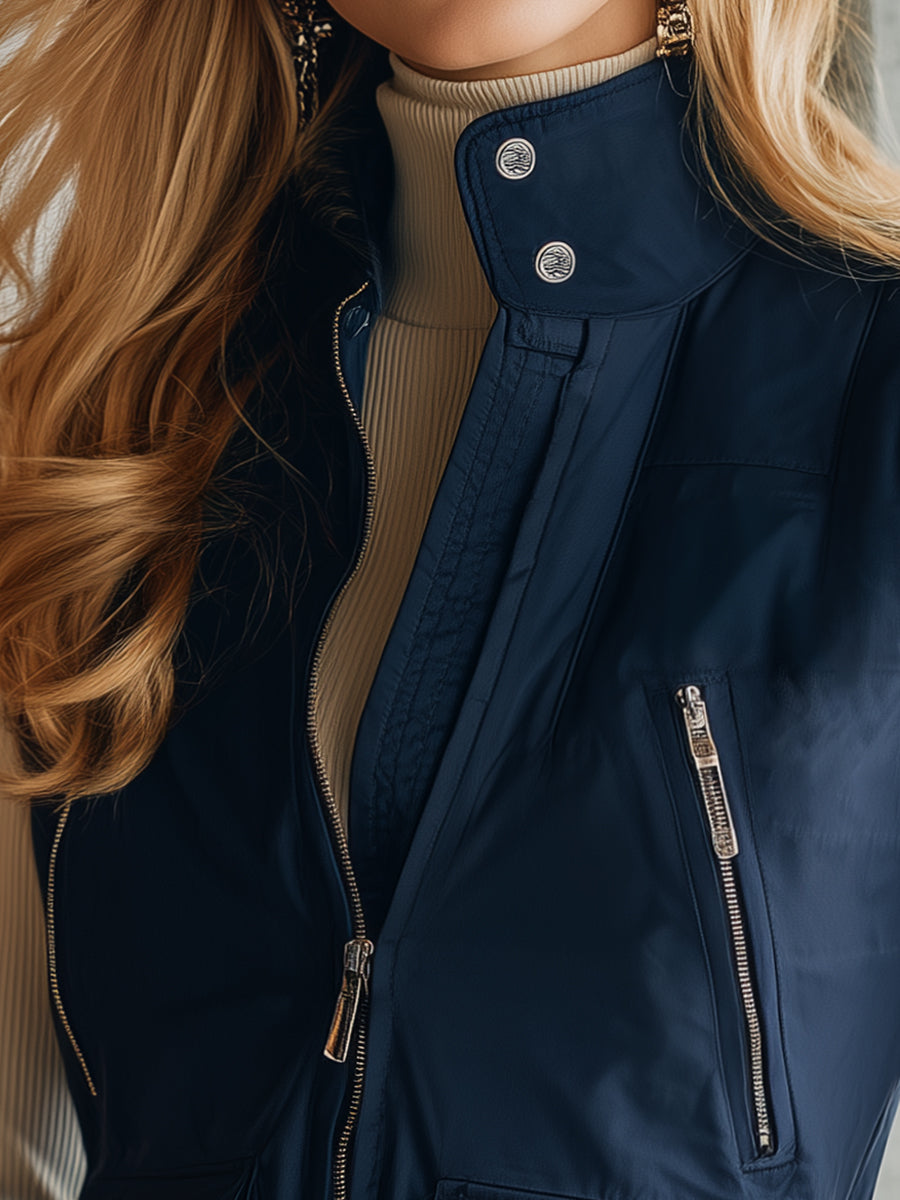 Veste sans manches décontractée en bleu foncé