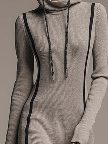 Robe Maxi Sportive Grise à Capuche - Style Décontracté