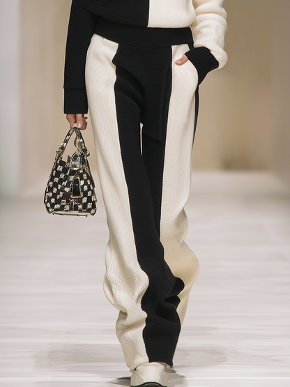 Ensemble Sportif Rétro : Sweat à Col Montant Zippé et Pantalon Bicolore