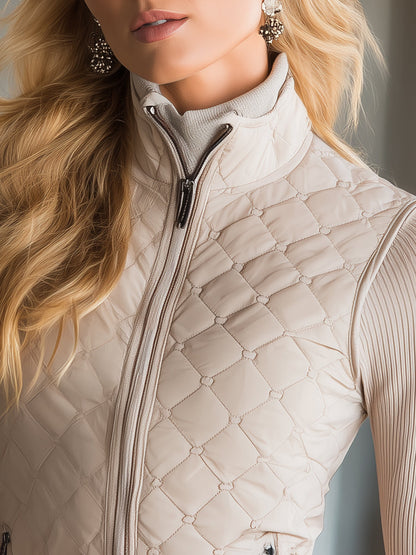 Veste de Golf en Coton Matelassé Beige Chic et Élégante