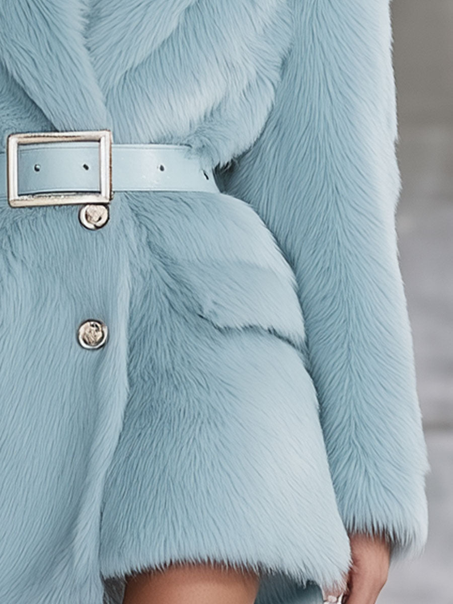 Veste Courte en Fausse Fourrure de Renard Bleu - Élégance Rétro