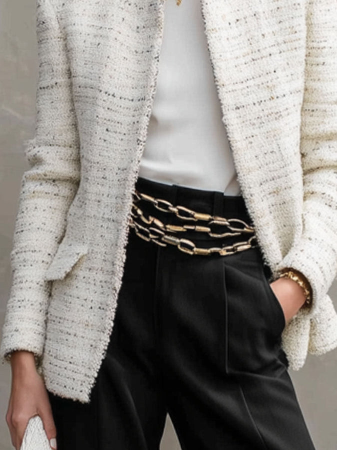 Veste en Tweed à Double Poche - Coupe Décontractée