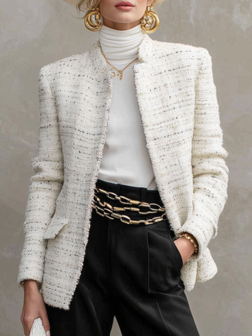 Veste en Tweed à Double Poche - Coupe Décontractée