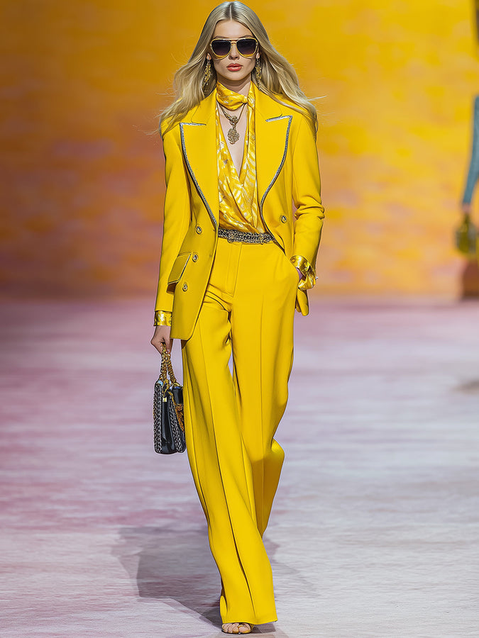 Ensemble Chic de Pantalons Jaunes Sophistiqués