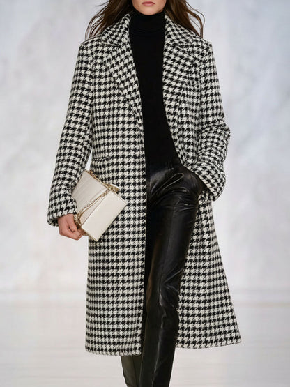 Veste à carreaux noir et blanc avec double poche