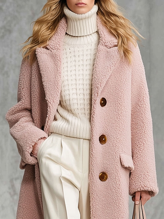 Veste Polaire Boutonnée à Imprimé Léopard Rose Vintage