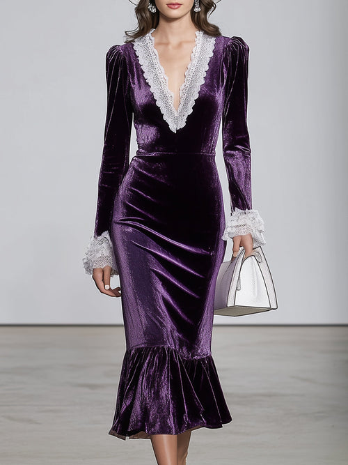 Robe Midi en Dentelle Blanche avec Encolure V Violet" 

Here’s a more captivating option: "Élégante Robe Midi en Dentelle Blanche à Encolure V Violet