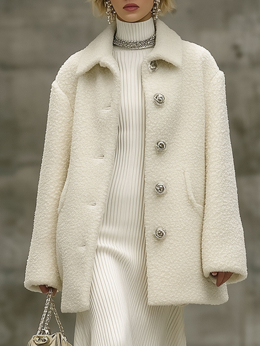 Veste en polaire blanche au style rétro tendance