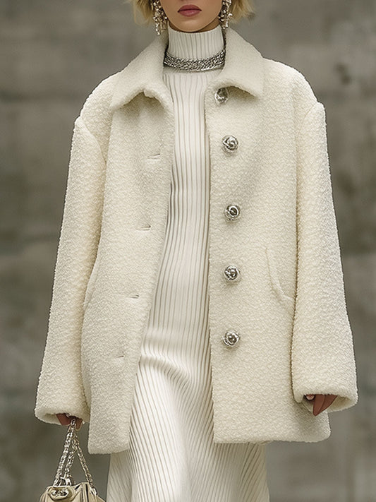 Veste en polaire blanche au style rétro tendance