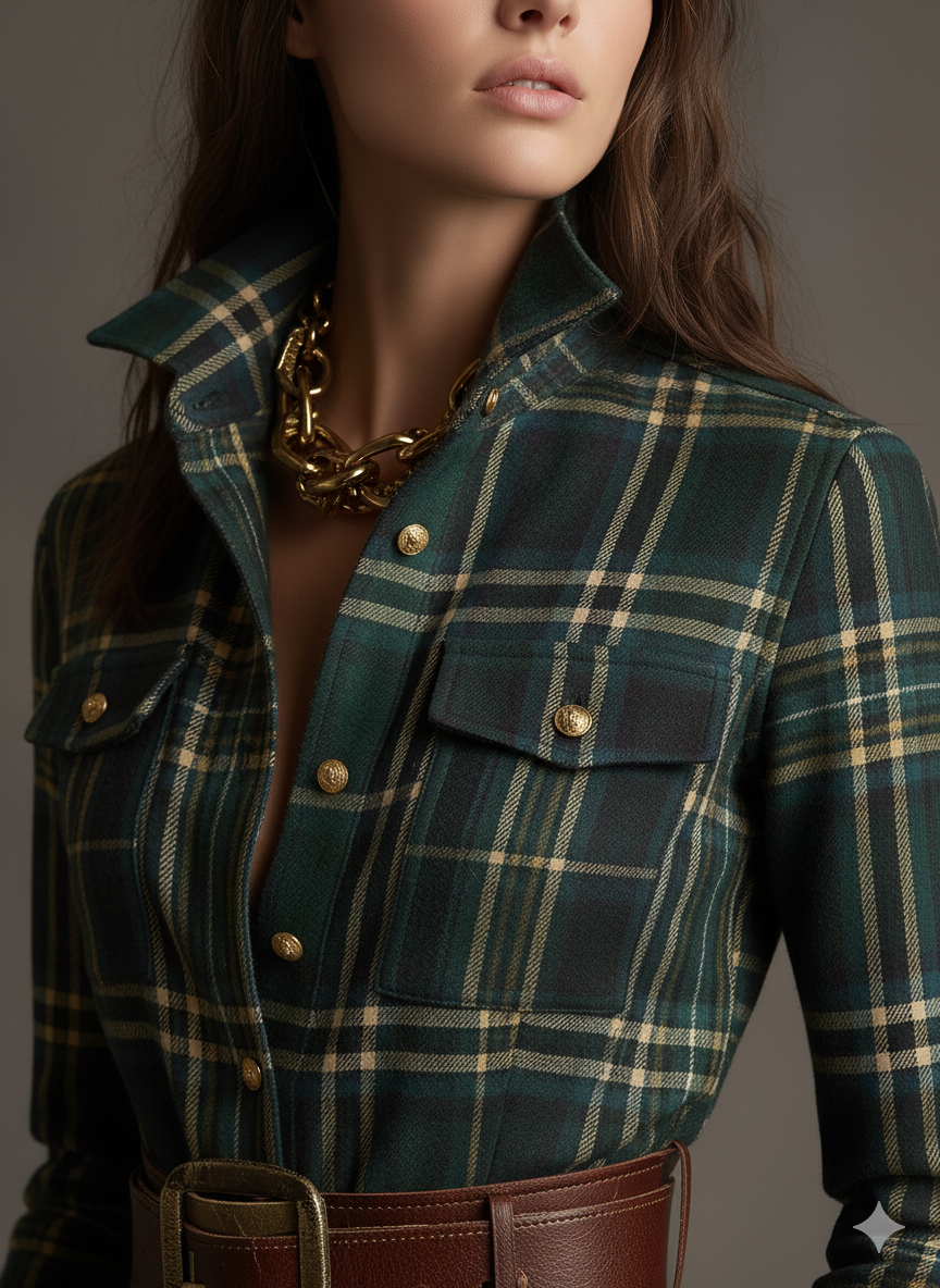 Robe Maxi Ethnique Rétro à Motifs Carreaux Marron et Rouge