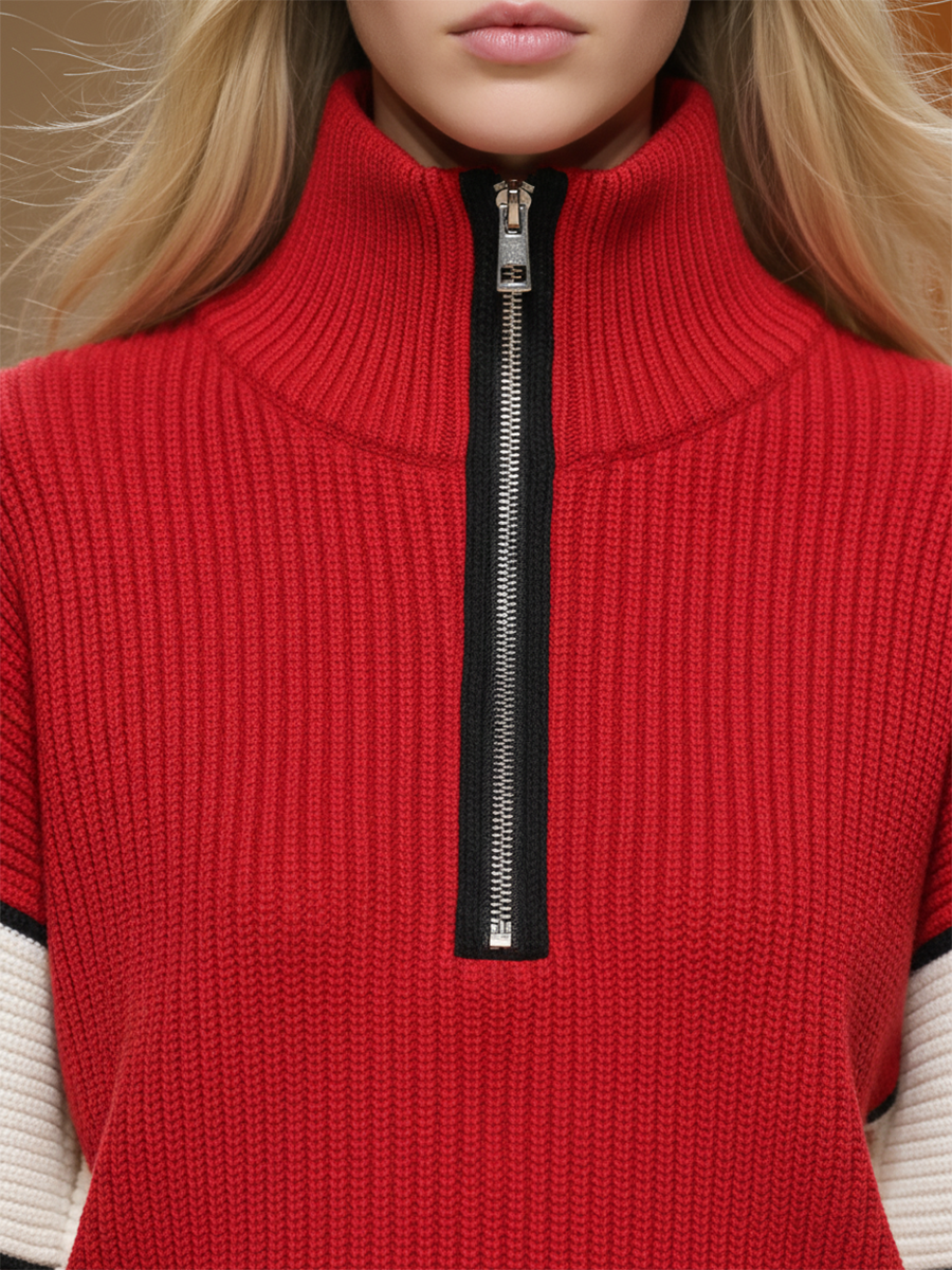 Ensemble Sportif Rétro en Tricot : Haut et Pantalon aux Couleurs Contrastées