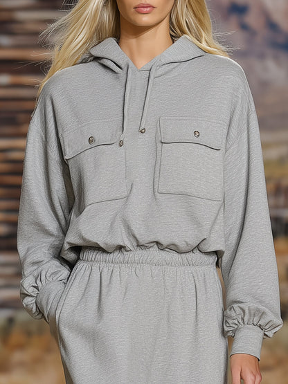 Décontracté : Robe Midi à Capuche en Gris Clair