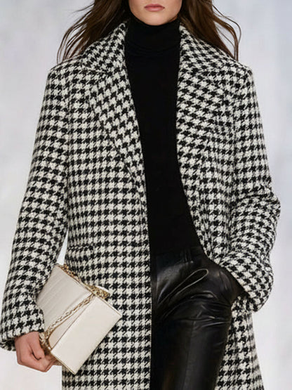 Veste à carreaux noir et blanc avec double poche