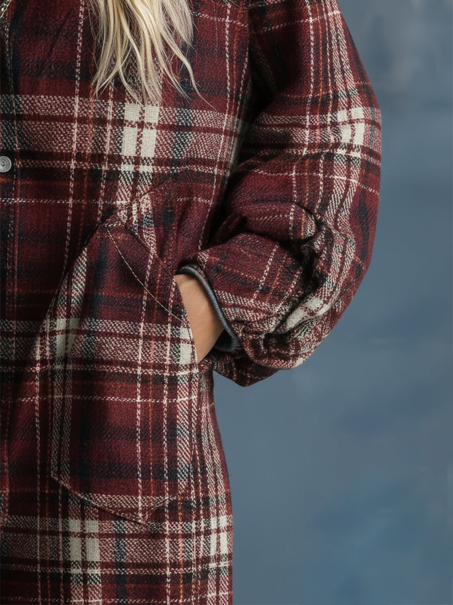 Combinaison Rétro à Carreaux Rouges avec Capuche et Boutons