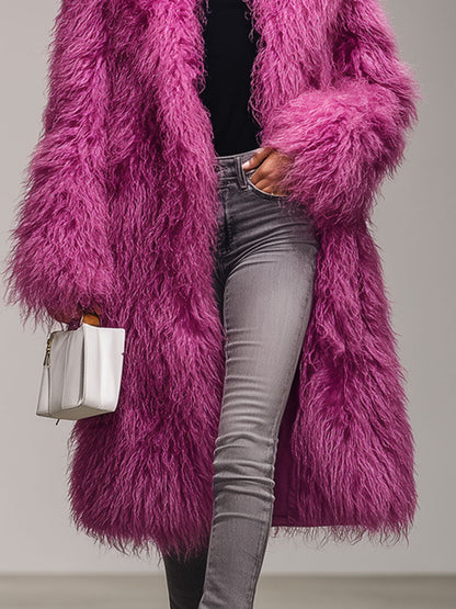 Veste Écologique en Fourrure Chaude avec Col Coloré Fruit du Dragon