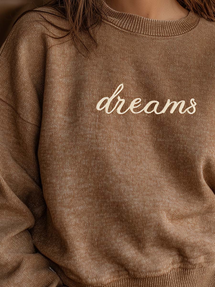 Pull Vintage Marron Chiné en Tricot Décontracté