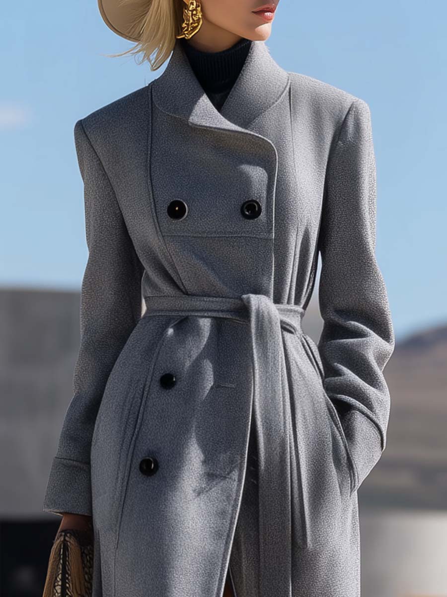 Veste en Laine Grise à Double Boutonnage : Élégance et Style Audacieux