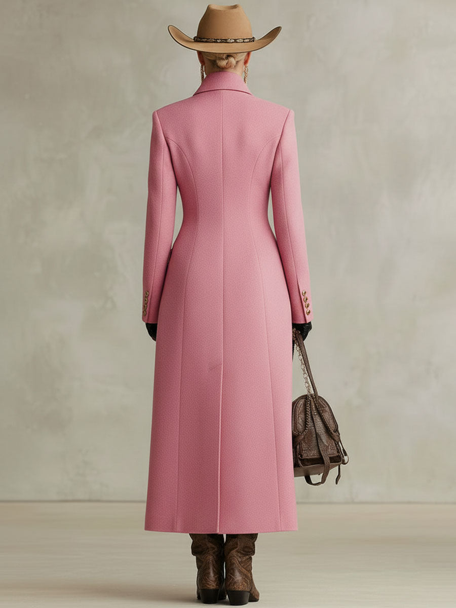 Veste en Laine Rose à Col Classique