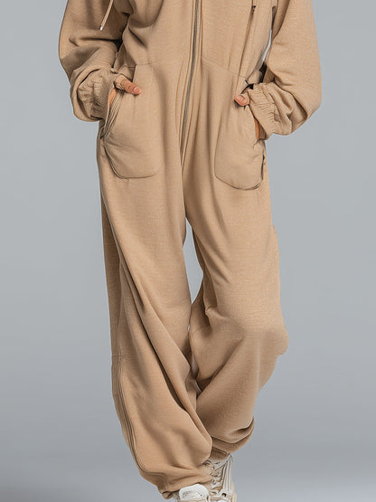 Décontracté et Confortable : Jumpsuit Sportif Kaki avec Poches Pratiques