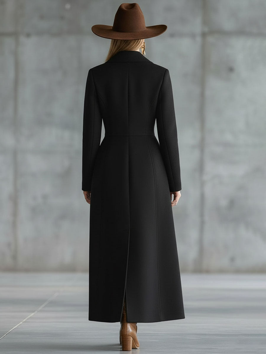 Chic Manteau Long en Laine avec Fermeture Éclair