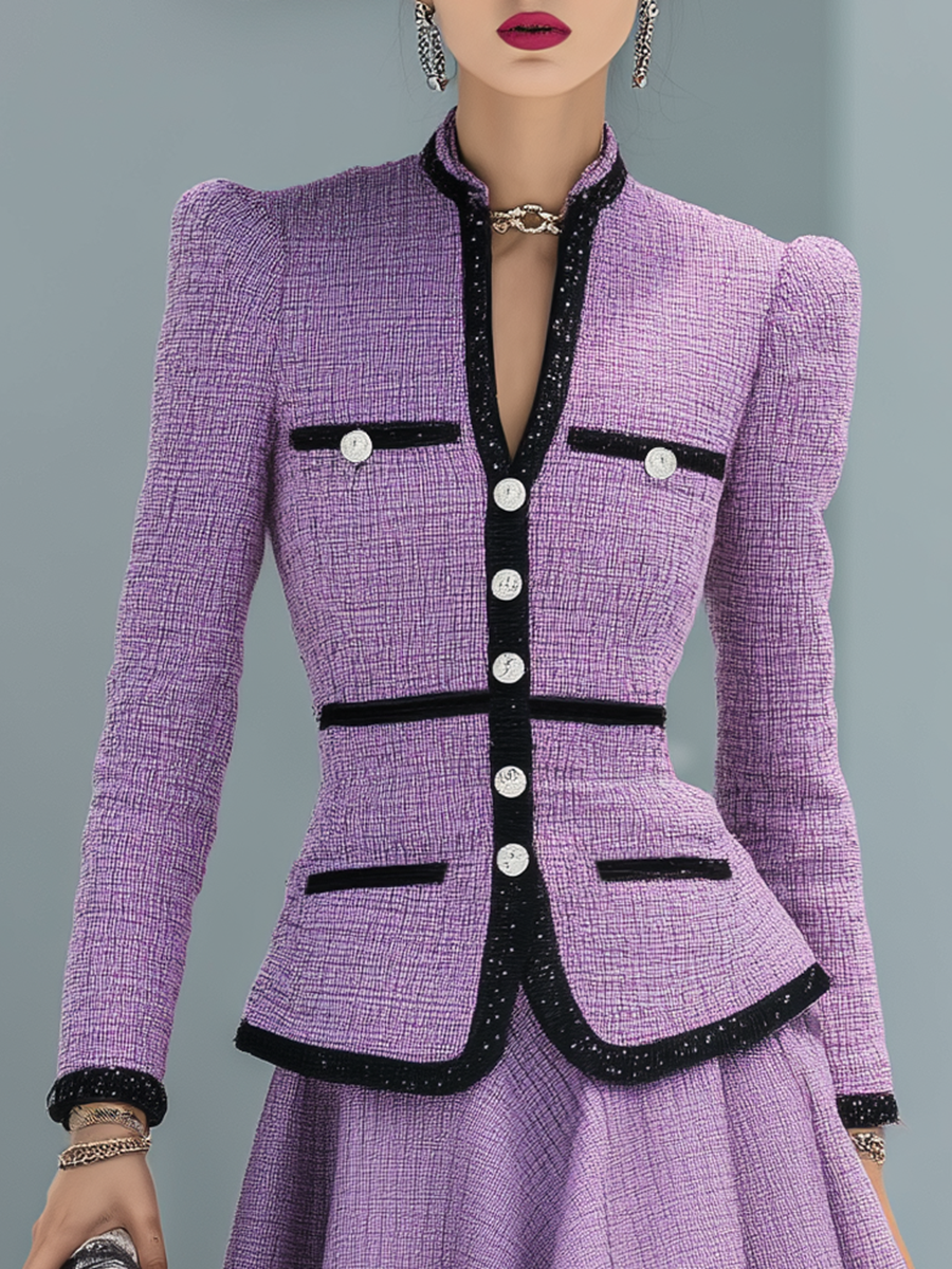 Ensemble Élégant en Tweed Bicolore