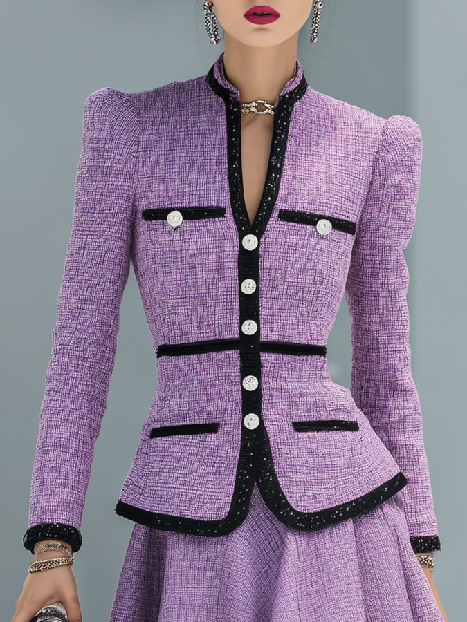 Ensemble Élégant en Tweed Bicolore