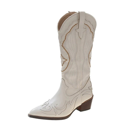 Femme : Élégantes Bottes Cowboy Blanches