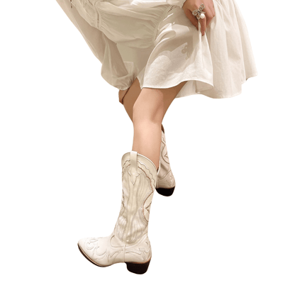 Femme : Élégantes Bottes Cowboy Blanches