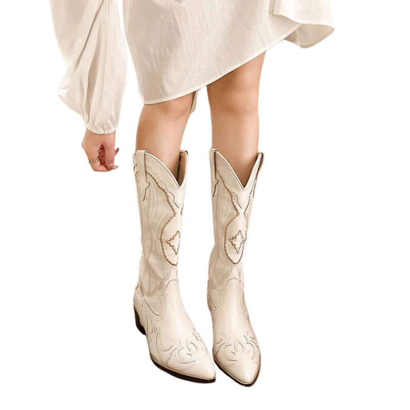 Femme : Élégantes Bottes Cowboy Blanches