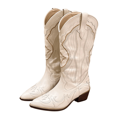 Femme : Élégantes Bottes Cowboy Blanches