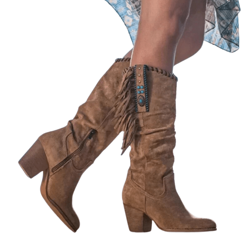 Chic Bottes Cowboy en Cuir Marron