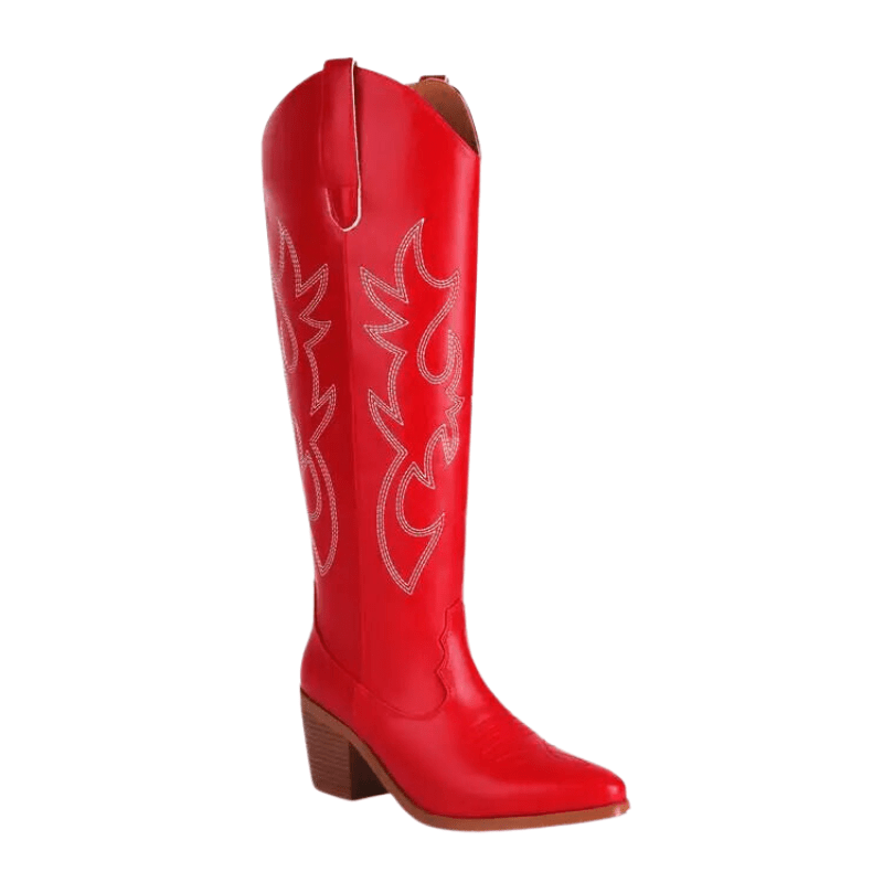 Femme: Bottes Cowboy Rouges Élégantes