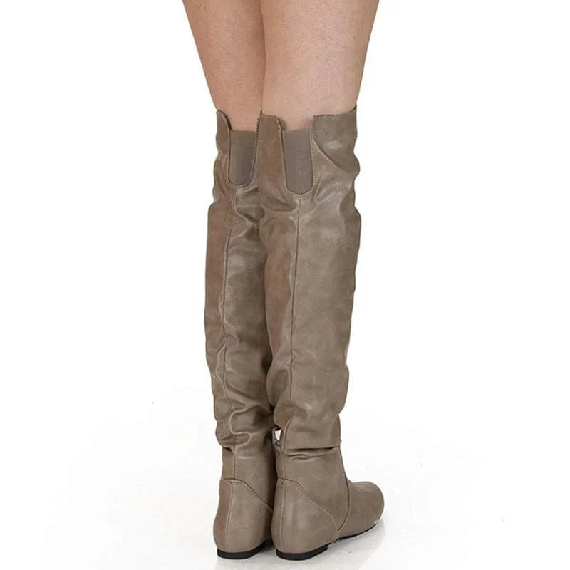 Western-Style Flat Heel Boots for Women