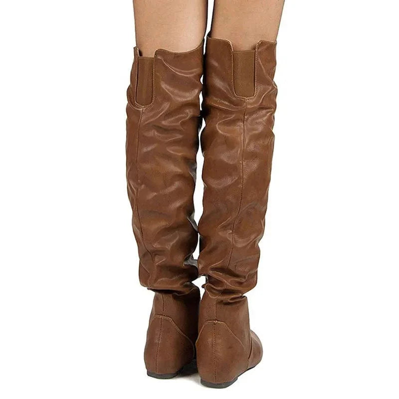 Western-Style Flat Heel Boots for Women