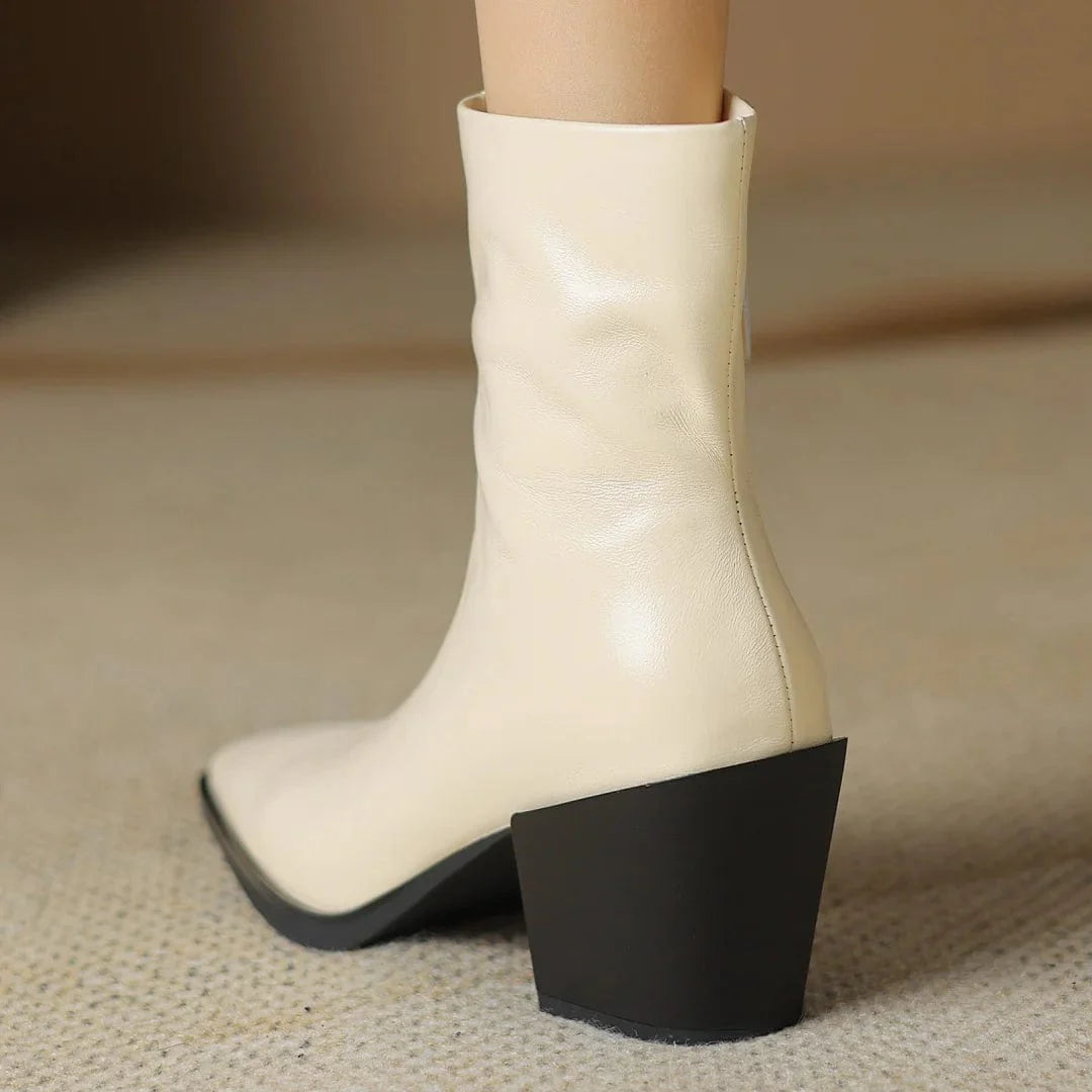 Western White Ankle Boots
